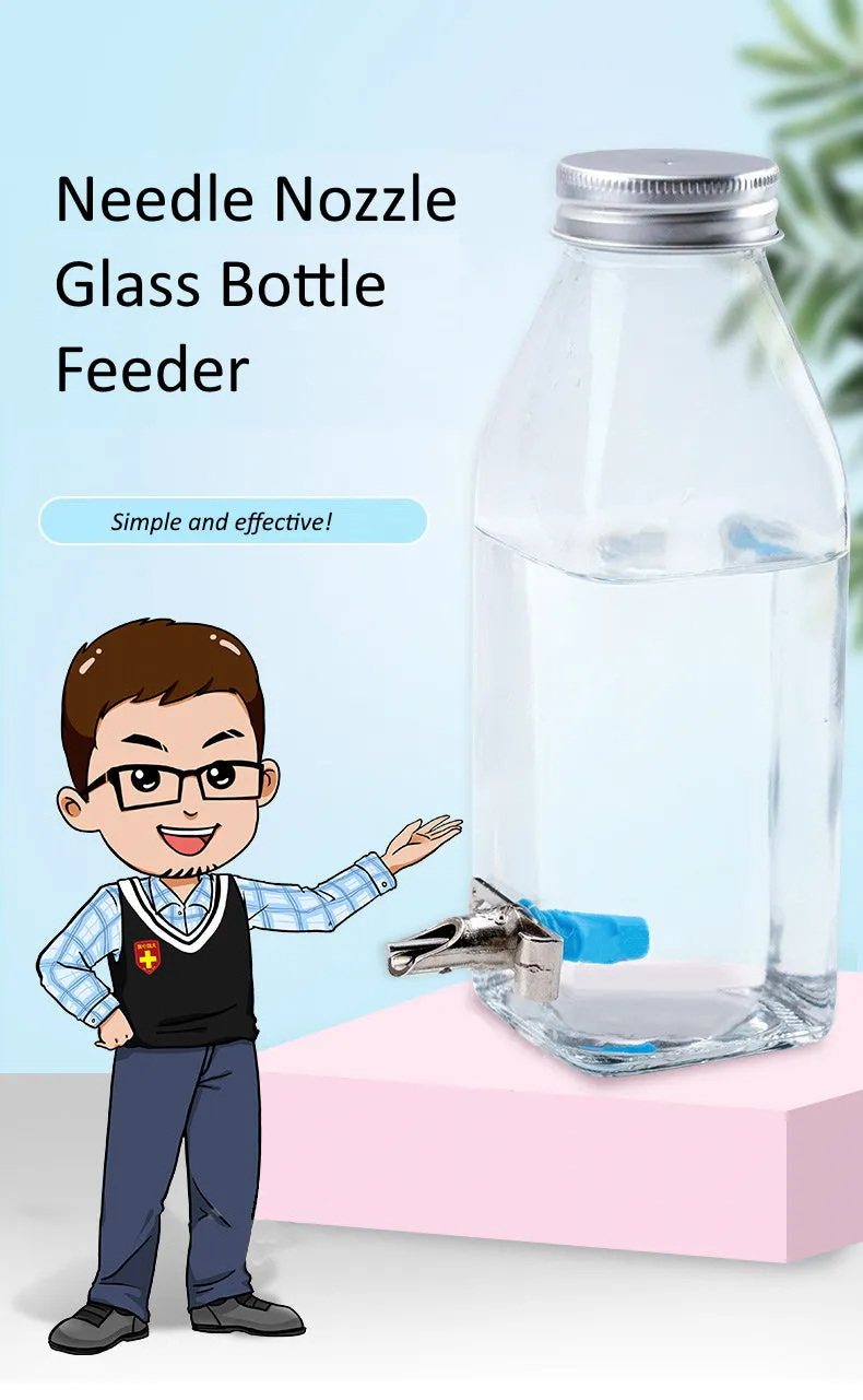 Pet Needle Nozzle 350ML Glass Water Bottle Dispenser Auto Feeder