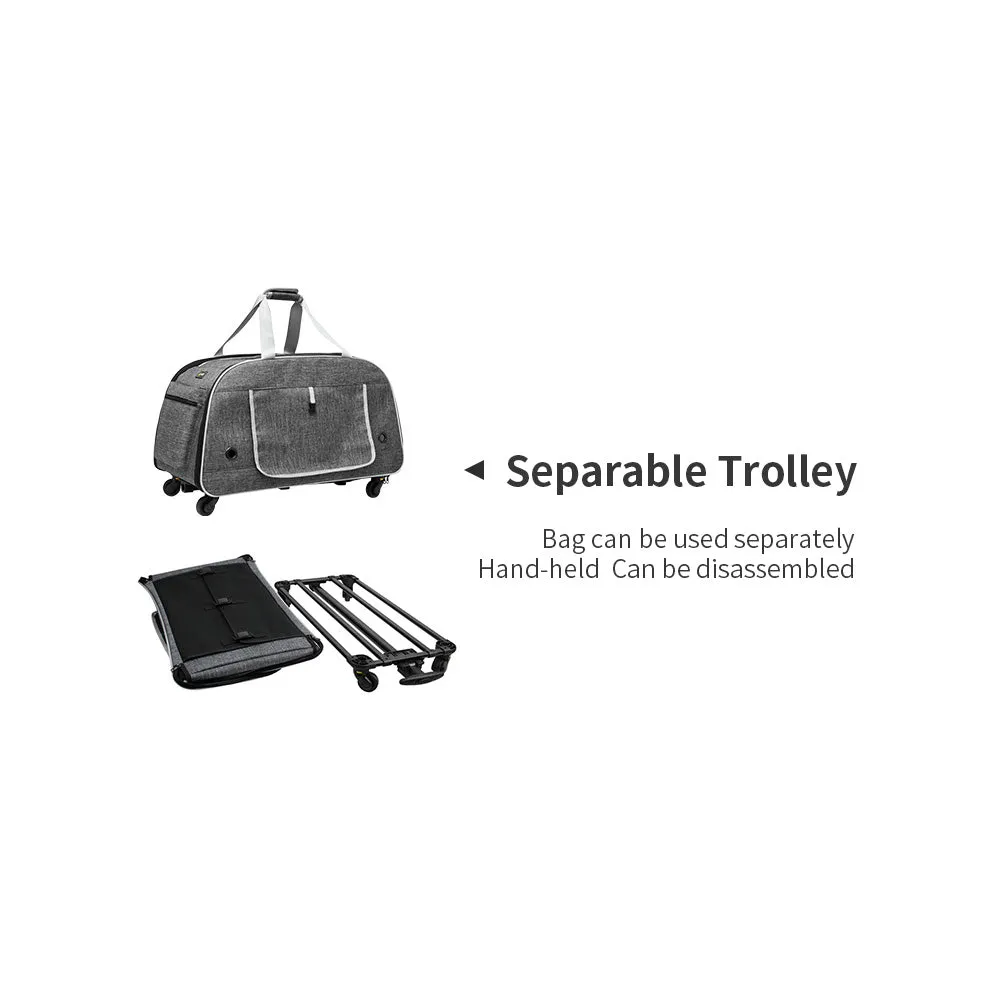 Pet Trolley Dog Travel Carrier Bag with Wheels Cat Foldable Roller Bags Portable