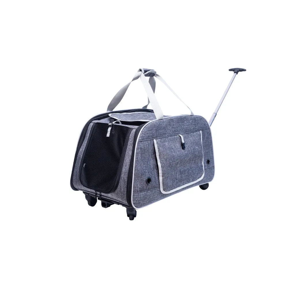 Pet Trolley Dog Travel Carrier Bag with Wheels Cat Foldable Roller Bags Portable