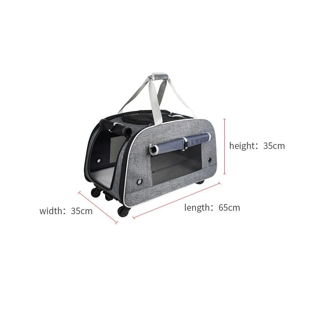 Pet Trolley Dog Travel Carrier Bag with Wheels Cat Foldable Roller Bags Portable