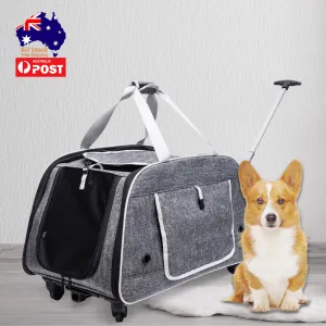 Pet Trolley Dog Travel Carrier Bag with Wheels Cat Foldable Roller Bags Portable