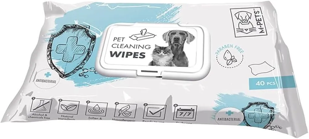Pet Wipes 15 X 20 Cm - Anti-Bacteria 40 Pcs  White & Green