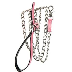 Pink & Black Leather Leash