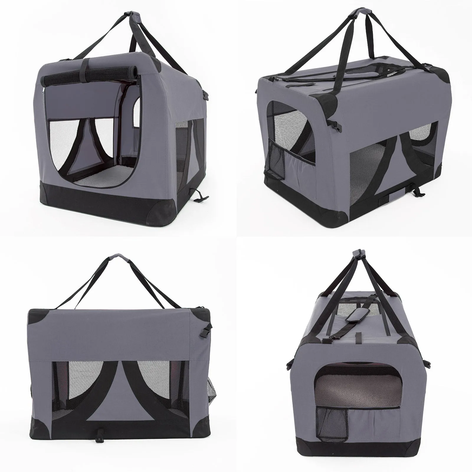 Portable Soft Dog Cage Crate Carrier XXXL - Grey