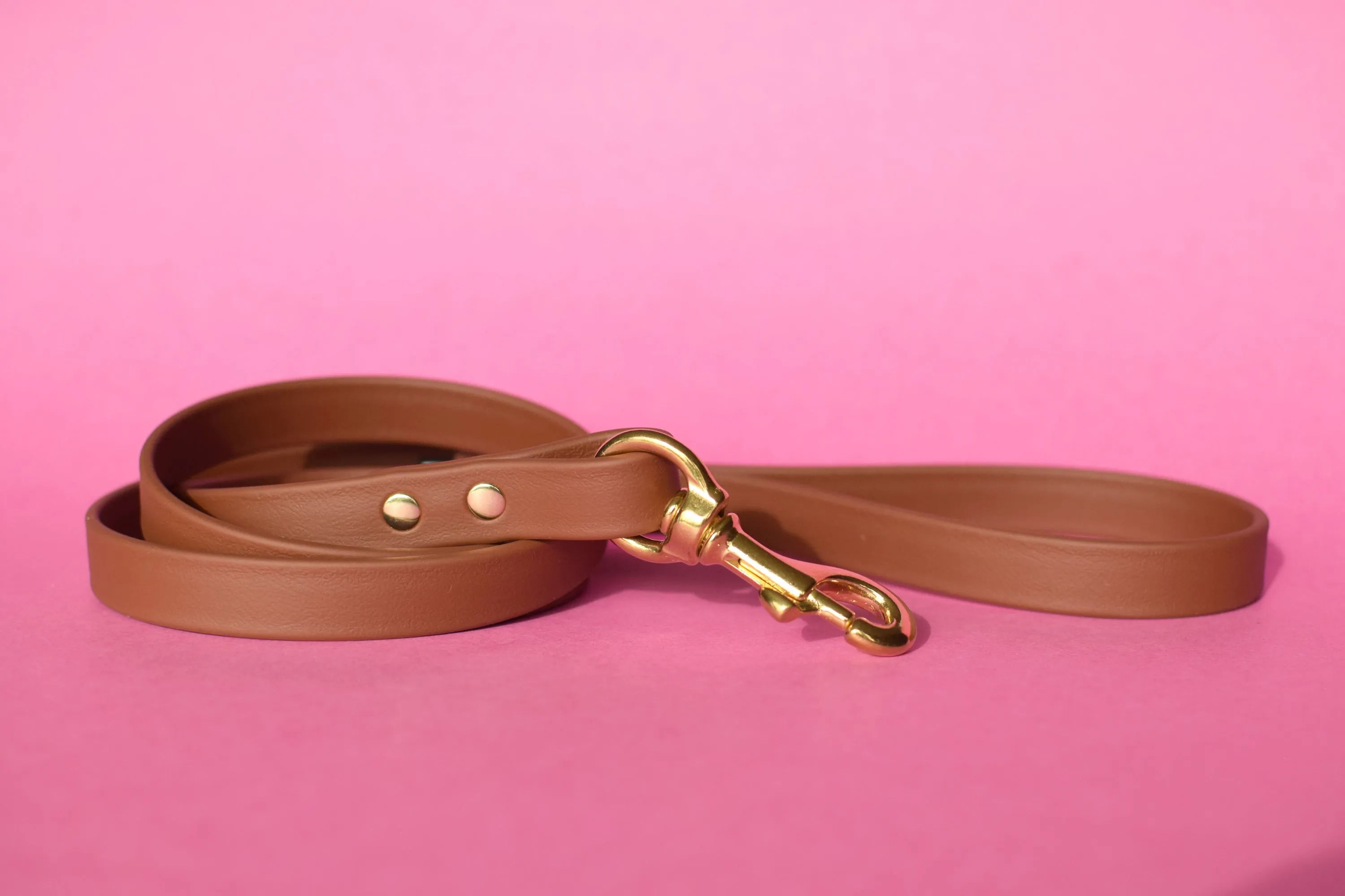 PREMADE COLLECTION - Medium Brown & Brass Biothane Dog Leash