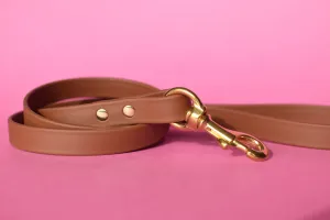 PREMADE COLLECTION - Medium Brown & Brass Biothane Dog Leash