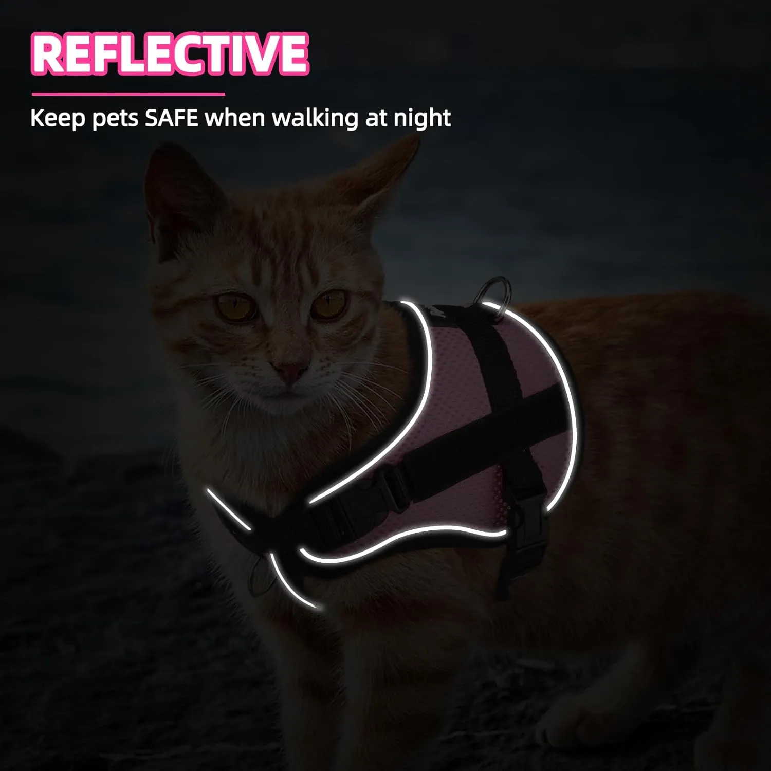 PUPTECK Cat Harness and Leash Set Escape Proof, Adjustable Reflective Kitten Jacket Easy Control, Pet Vest Harness for Cats Small Dogs Puppies Walking and Travel