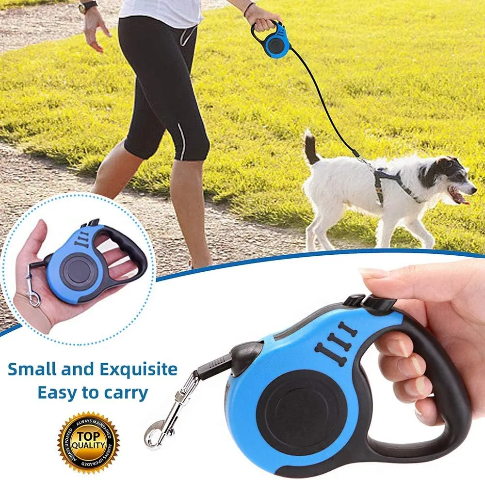 Retractable Dog Leash for Medium - Small Dogs and Cats 16.5FT Tangle Free, Heavy Duty Walking Leash with Anti Slip Handle, Pause and Lock Strong Nylon Tape, Store Dog Leash Retractable