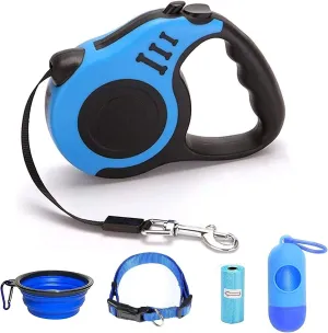 Retractable Dog Leash for Medium - Small Dogs and Cats 16.5FT Tangle Free, Heavy Duty Walking Leash with Anti Slip Handle, Pause and Lock Strong Nylon Tape, Store Dog Leash Retractable