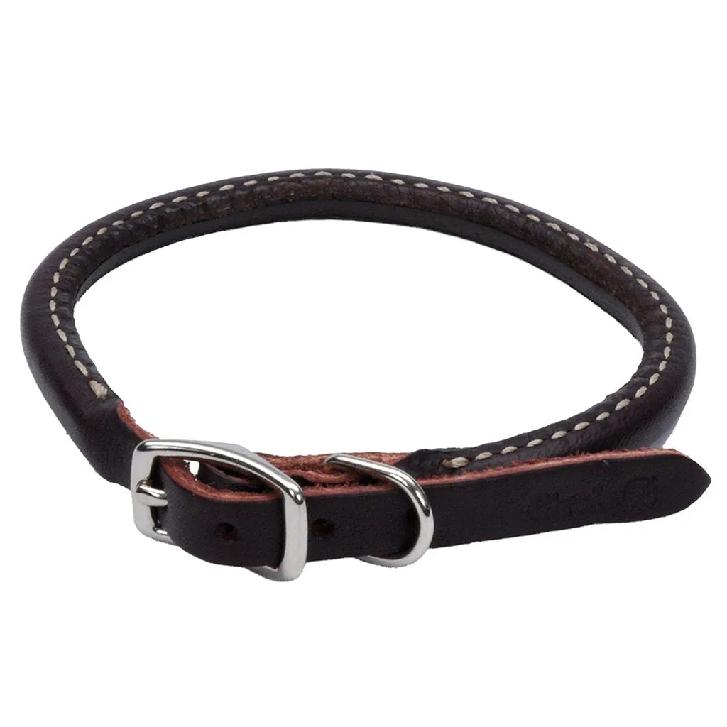 Rustic Leather Round Collar - Dark Brown