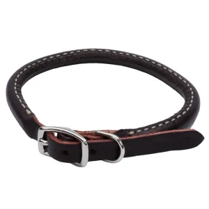 Rustic Leather Round Collar - Dark Brown