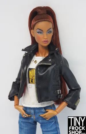 Sekiguchi Momoko Pet Works Black Biker Jacket with Red Lining