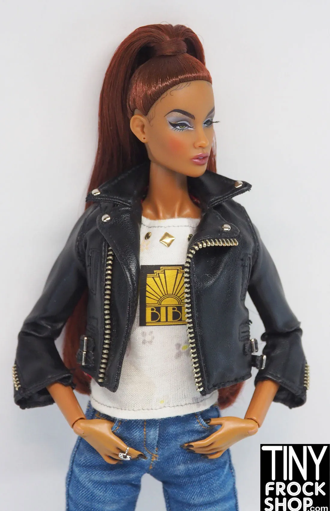 Sekiguchi Momoko Pet Works Black Biker Jacket with Red Lining