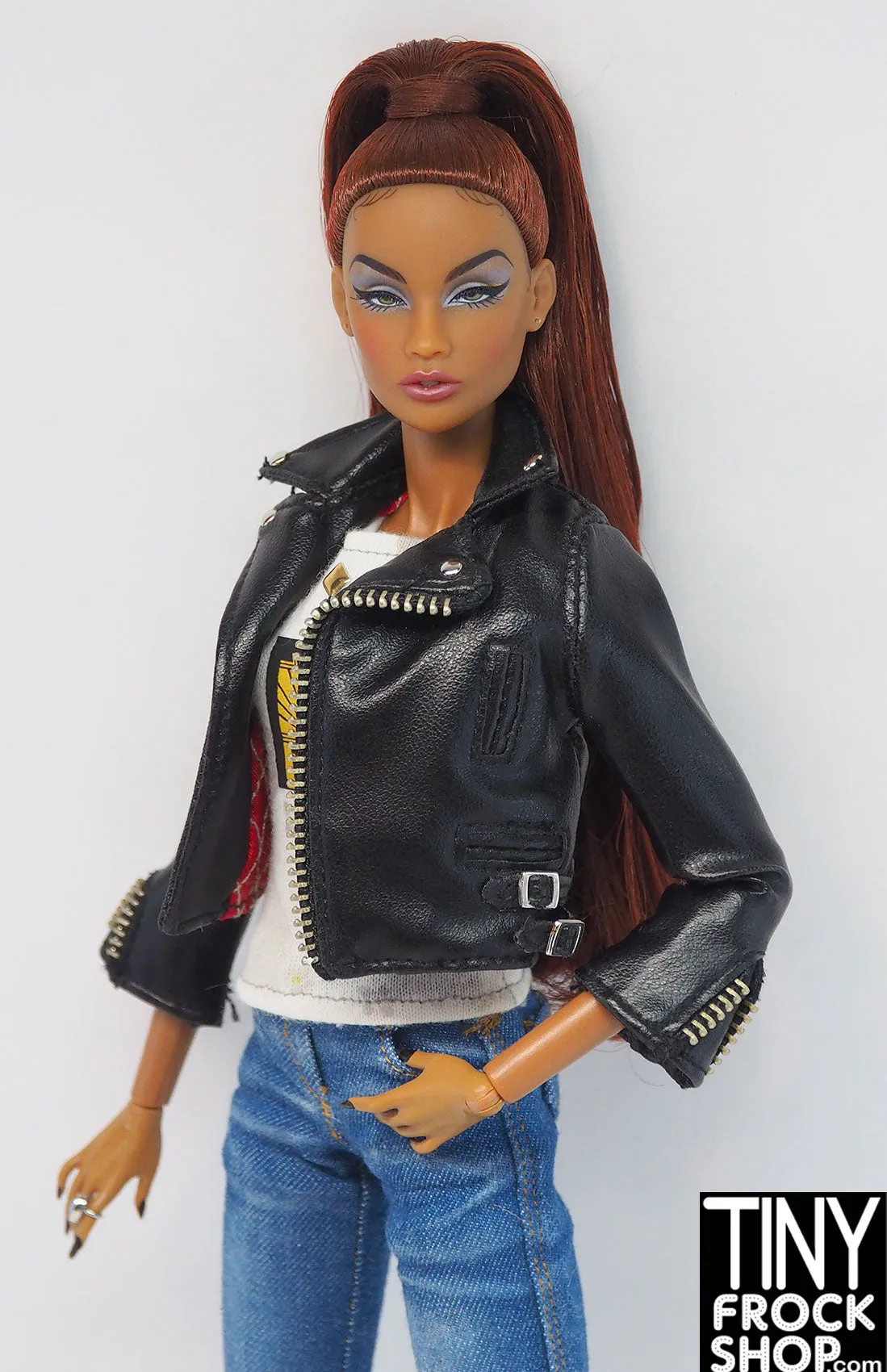 Sekiguchi Momoko Pet Works Black Biker Jacket with Red Lining
