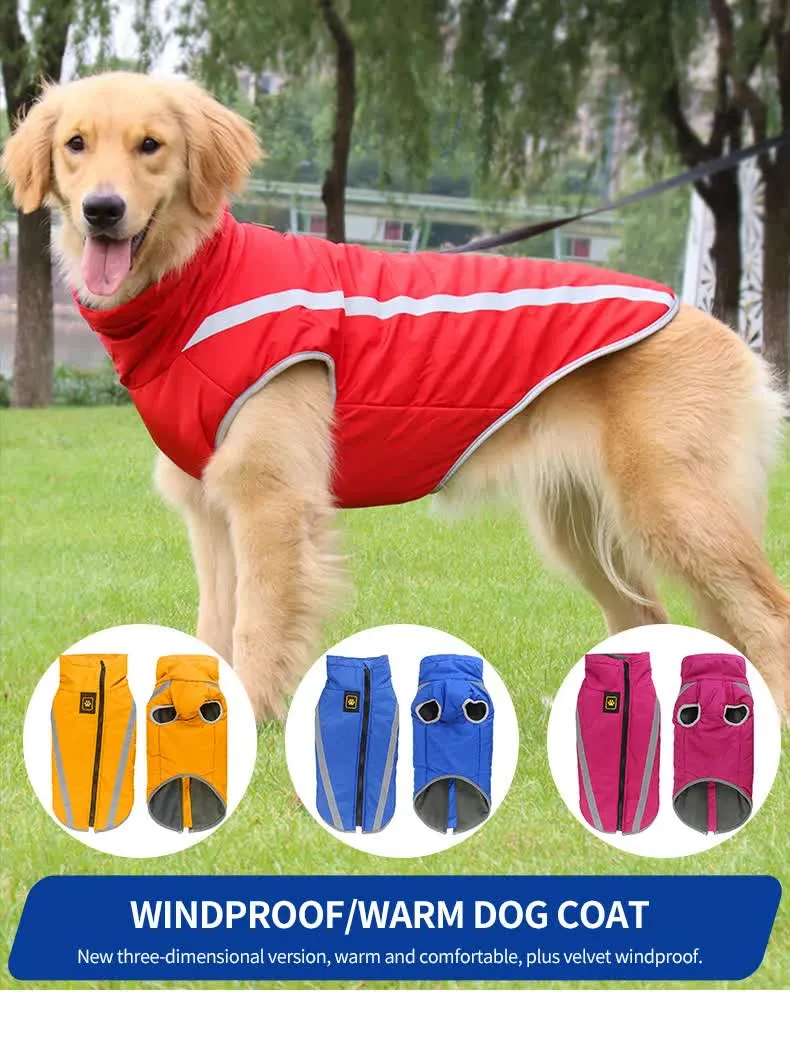Size 6XL Red Reflective Winter Dog Jacket - Warm & Waterproof Outdoor Coat for Large Breeds