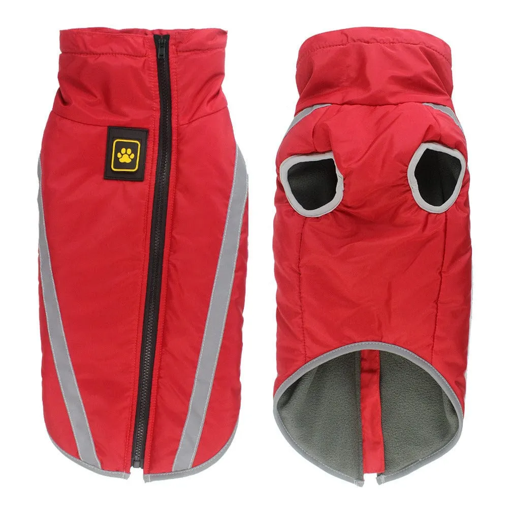 Size 6XL Red Reflective Winter Dog Jacket - Warm & Waterproof Outdoor Coat for Large Breeds