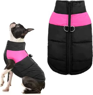 Size M Black/Pink Dog/Cat Cold Weather Coat/Jacket/Vest w/ Leash