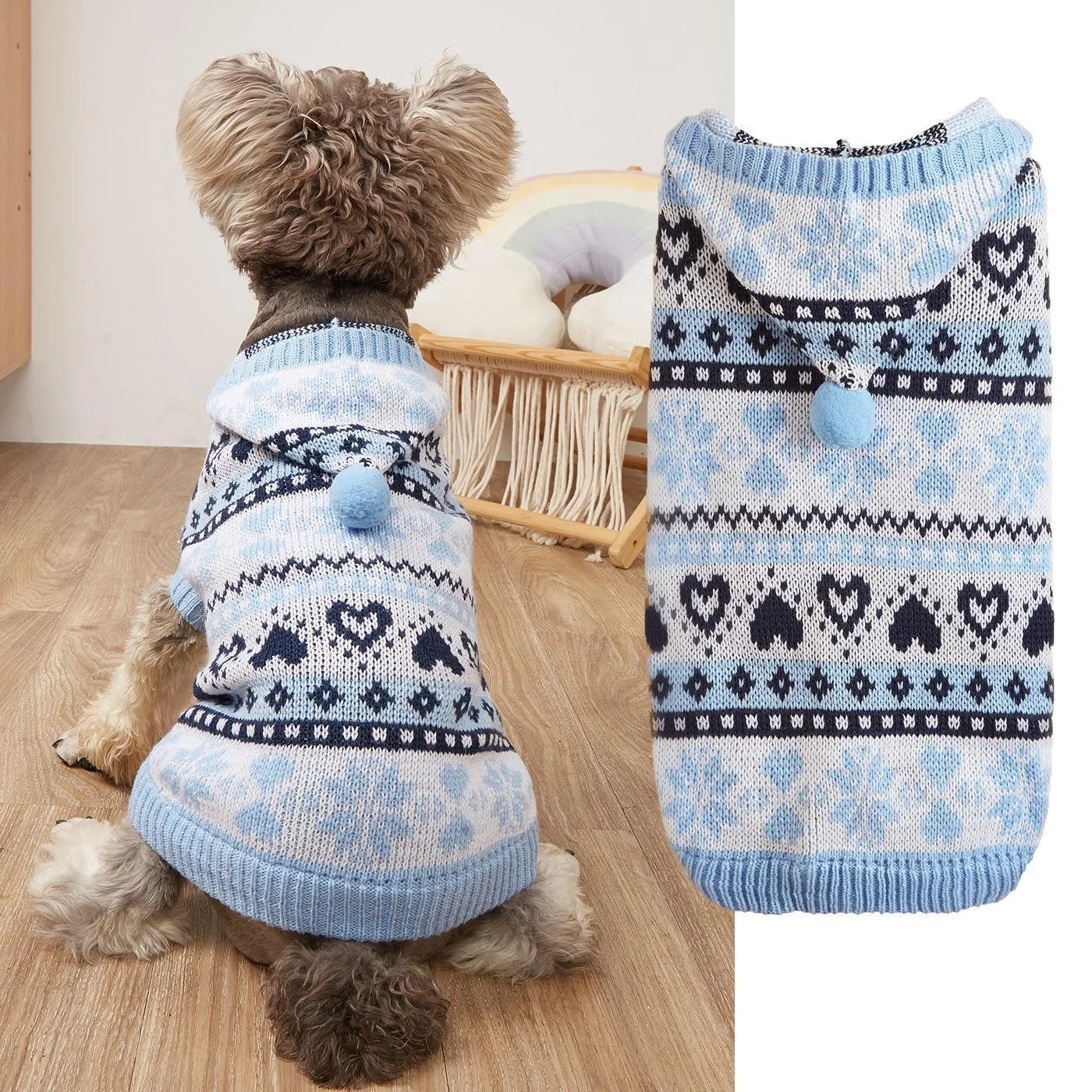 Snowflake Striped Dog Sweater