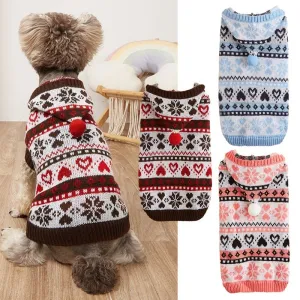 Snowflake Striped Dog Sweater
