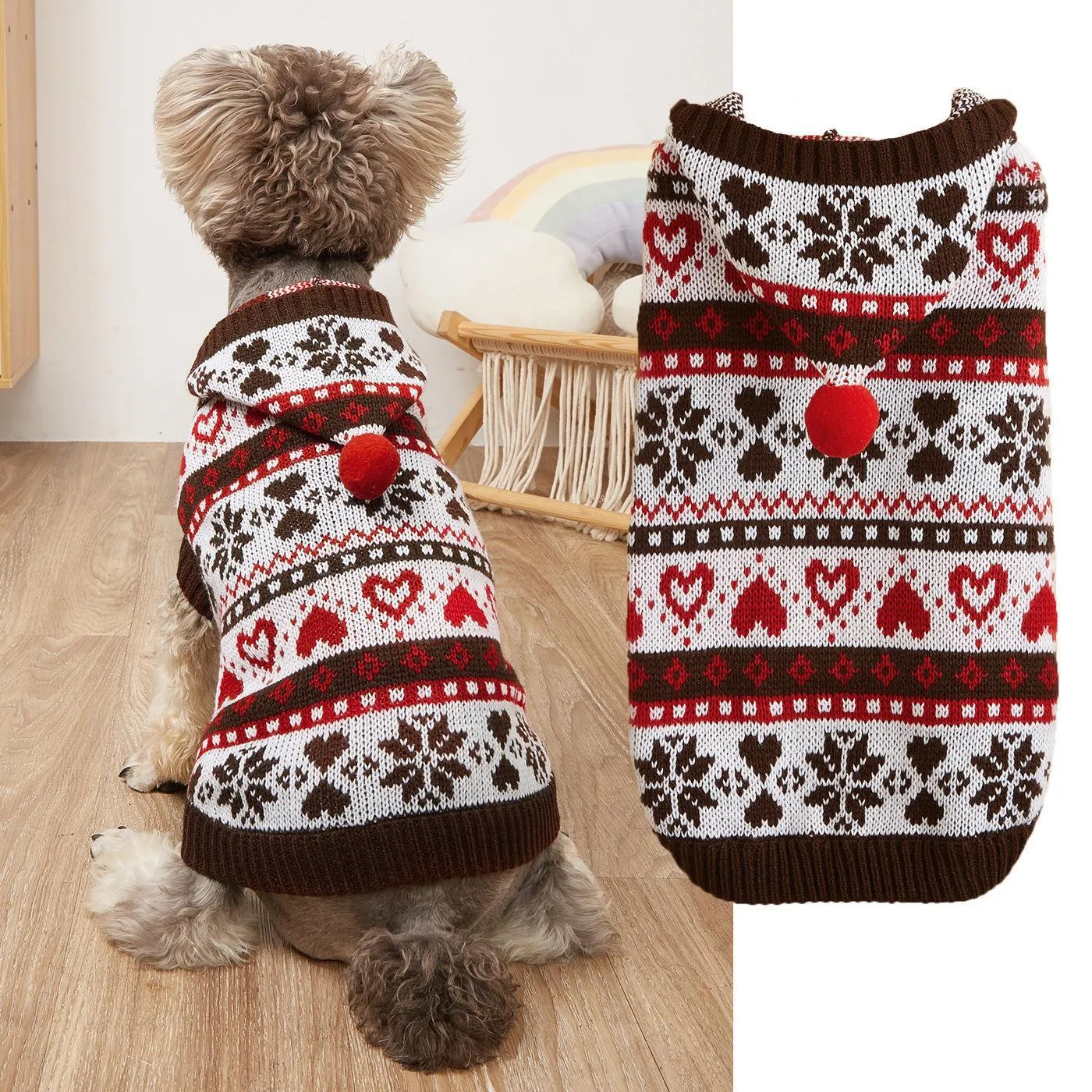 Snowflake Striped Dog Sweater