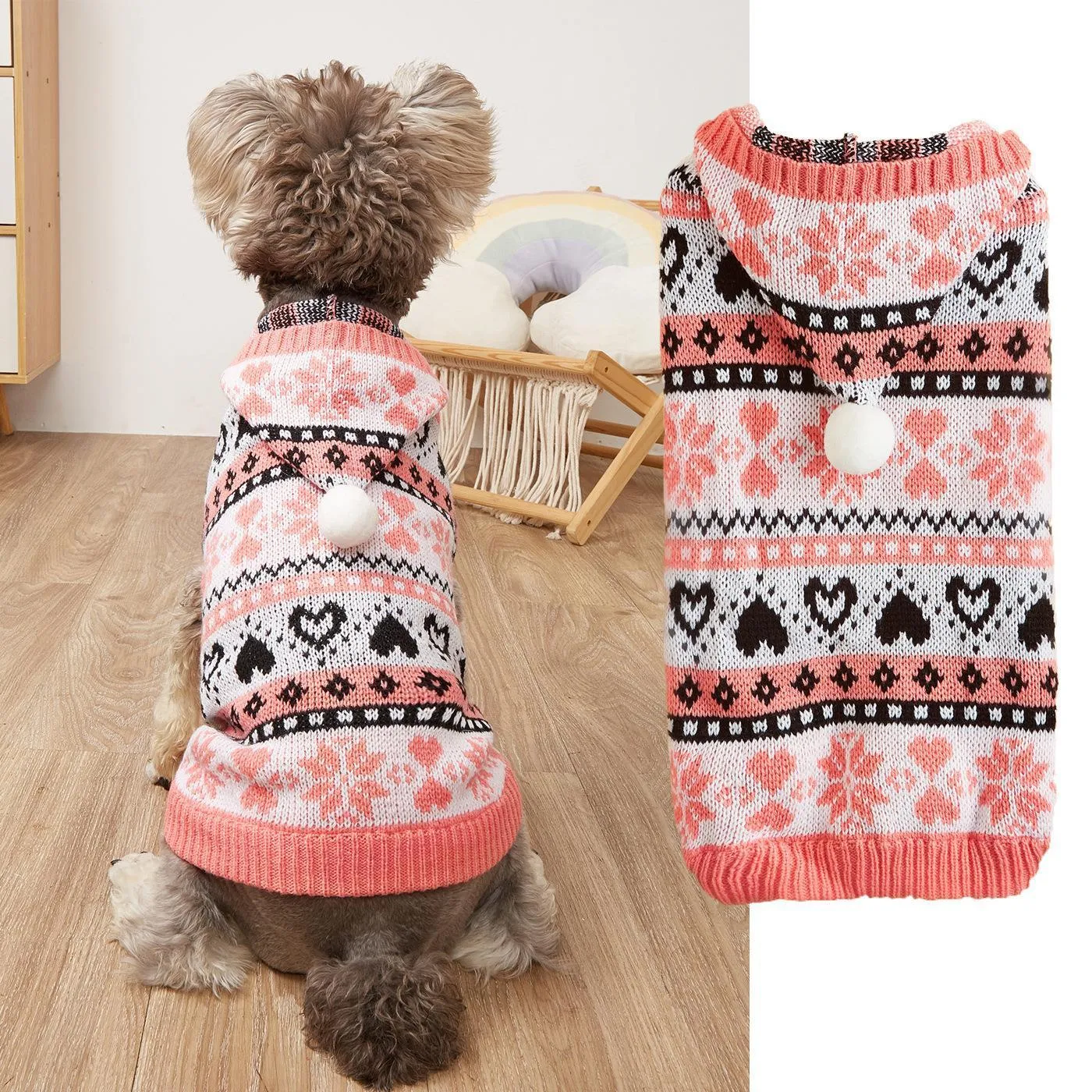 Snowflake Striped Dog Sweater