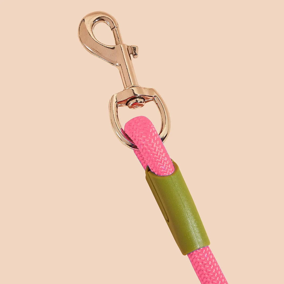 SOGA 2X 220cm Multifunction Hands Free Rope Pet Cat Dog Puppy Double Ended Leash for Walking Training Tracking Obedience Pink