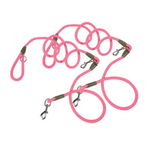 SOGA 2X 220cm Multifunction Hands Free Rope Pet Cat Dog Puppy Double Ended Leash for Walking Training Tracking Obedience Pink