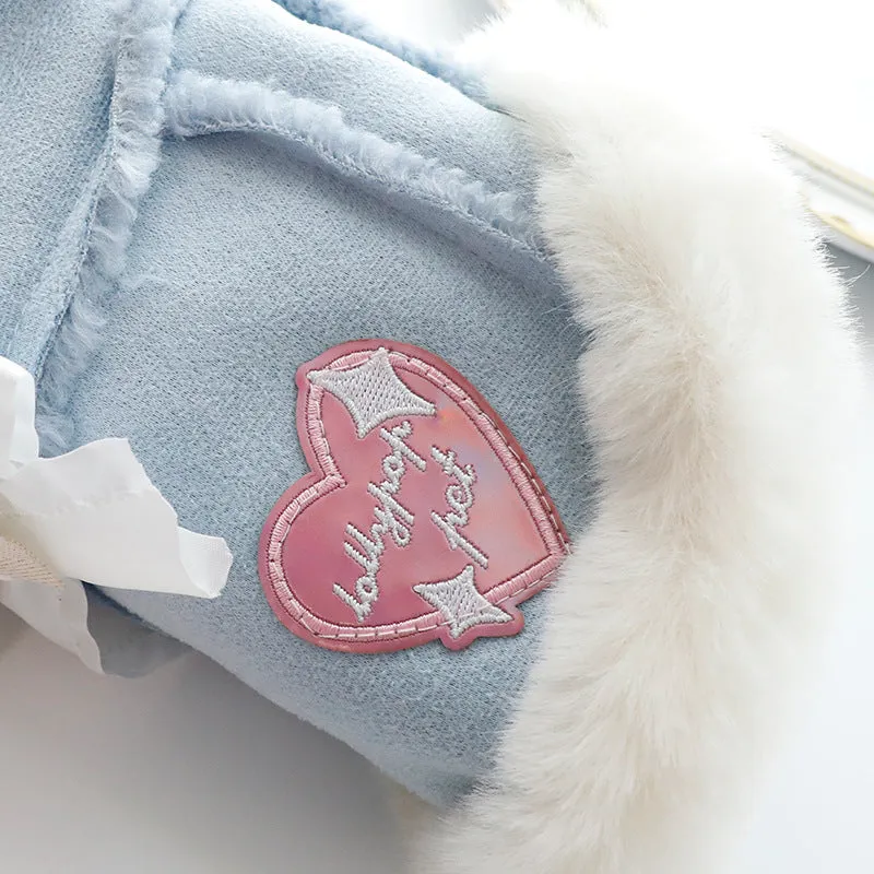 Suede Leather Fleece Collar Dog Jacket