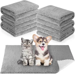 Thyle 12 Pcs Washable Pee Pads for Dogs Reusable Waterproof Training Puppy Pads Bulk Absorbent Pet Whelping Small Dog Mats for Crate Bed Sofa(Gray,35 x 22 Inch)
