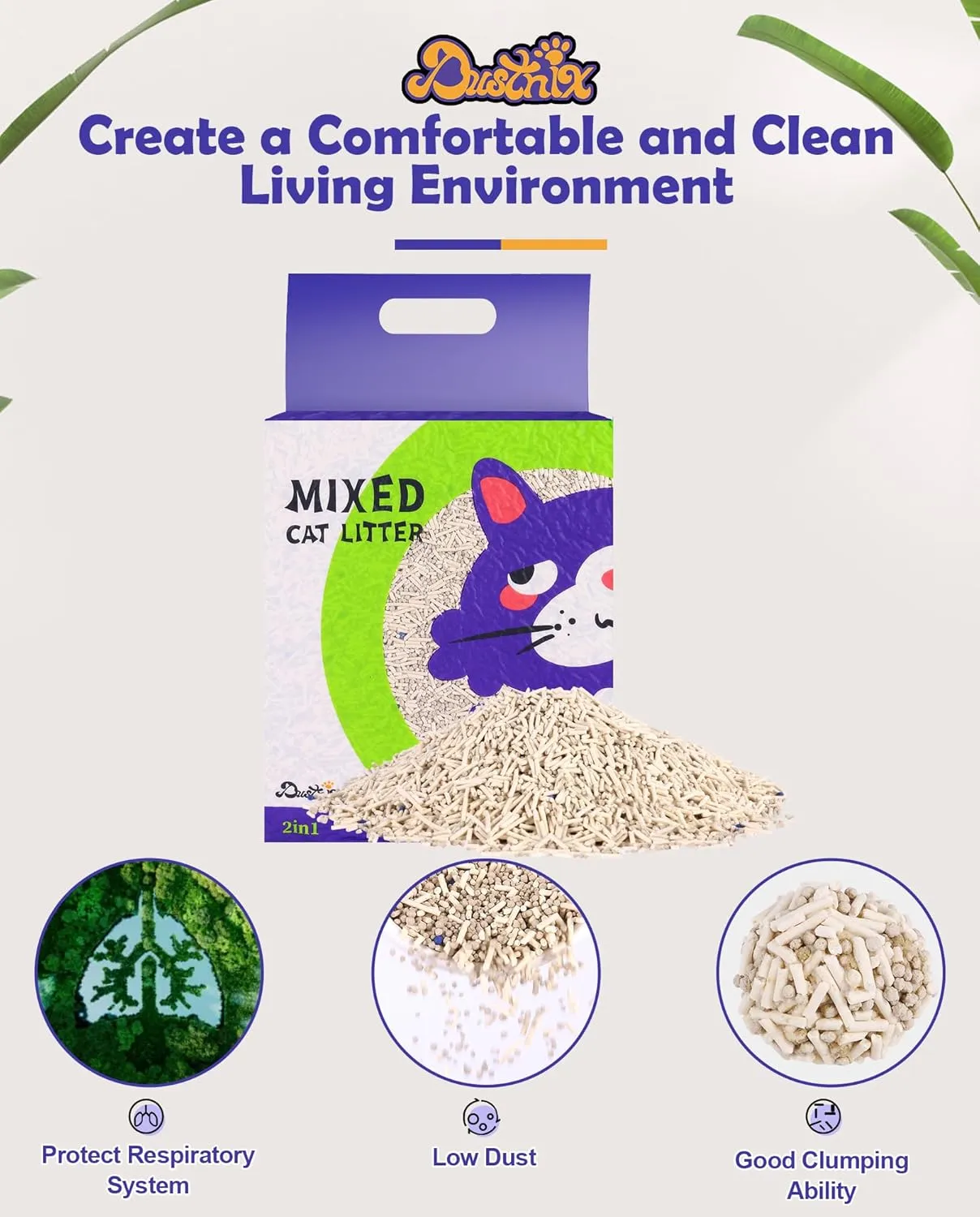 Tofu Mixed Cat Litter,Strong Clumping Cat Litters,Odor Control and Ultra Absorbent Water Bentonite Tofu Cat Litter,Dust-Free (11Pound, Original)
