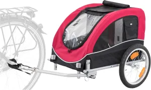 TRIXIE Convertible Dog Bike Trailer and Pet Stroller for Medium Dogs up to 66 lbs, Quick Set-up and Fold Down, Red