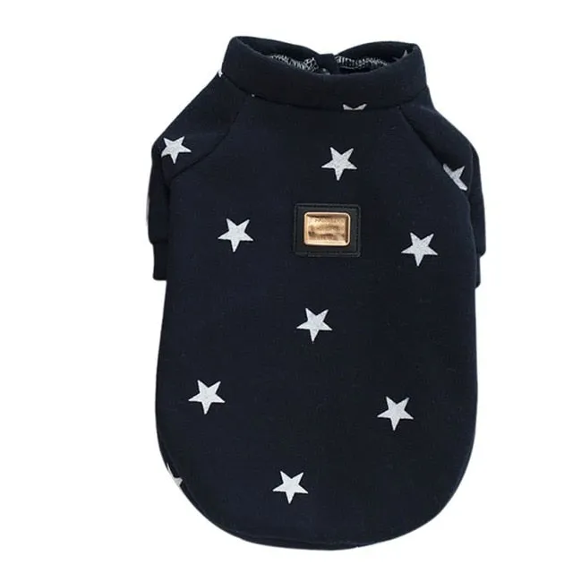 Warm Pet Dogs Hoodies Pentagram Five Stars Pattern Puppy Clothes Cute Autumn and Winter Dog Accessories