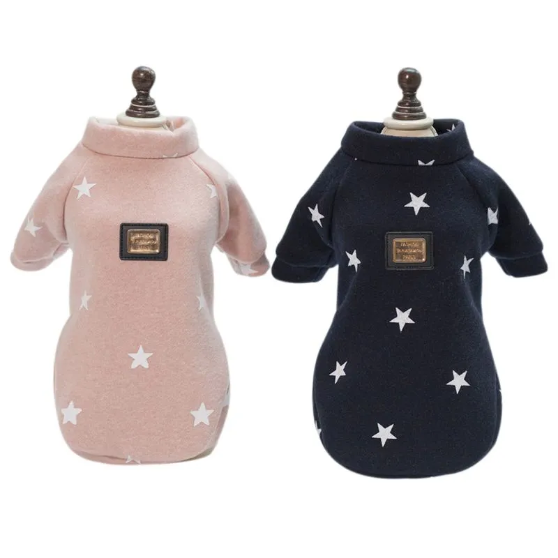 Warm Pet Dogs Hoodies Pentagram Five Stars Pattern Puppy Clothes Cute Autumn and Winter Dog Accessories