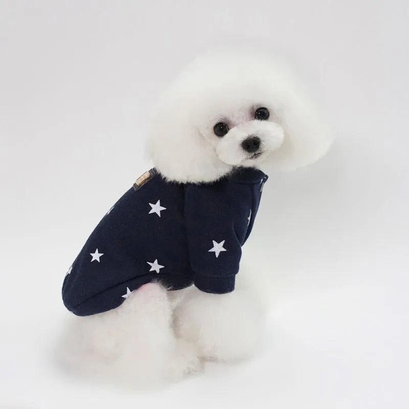 Warm Pet Dogs Hoodies Pentagram Five Stars Pattern Puppy Clothes Cute Autumn and Winter Dog Accessories