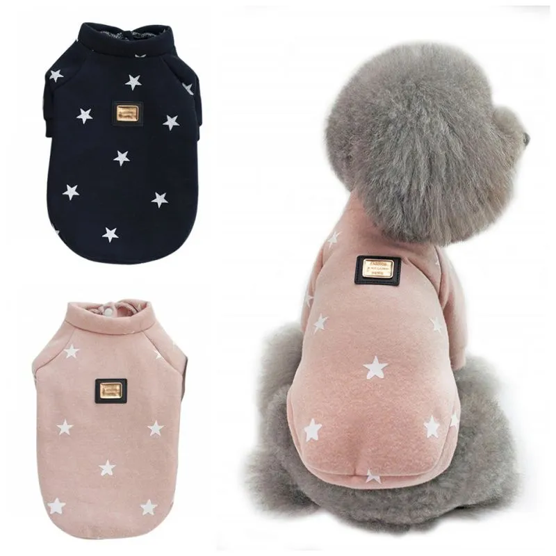 Warm Pet Dogs Hoodies Pentagram Five Stars Pattern Puppy Clothes Cute Autumn and Winter Dog Accessories