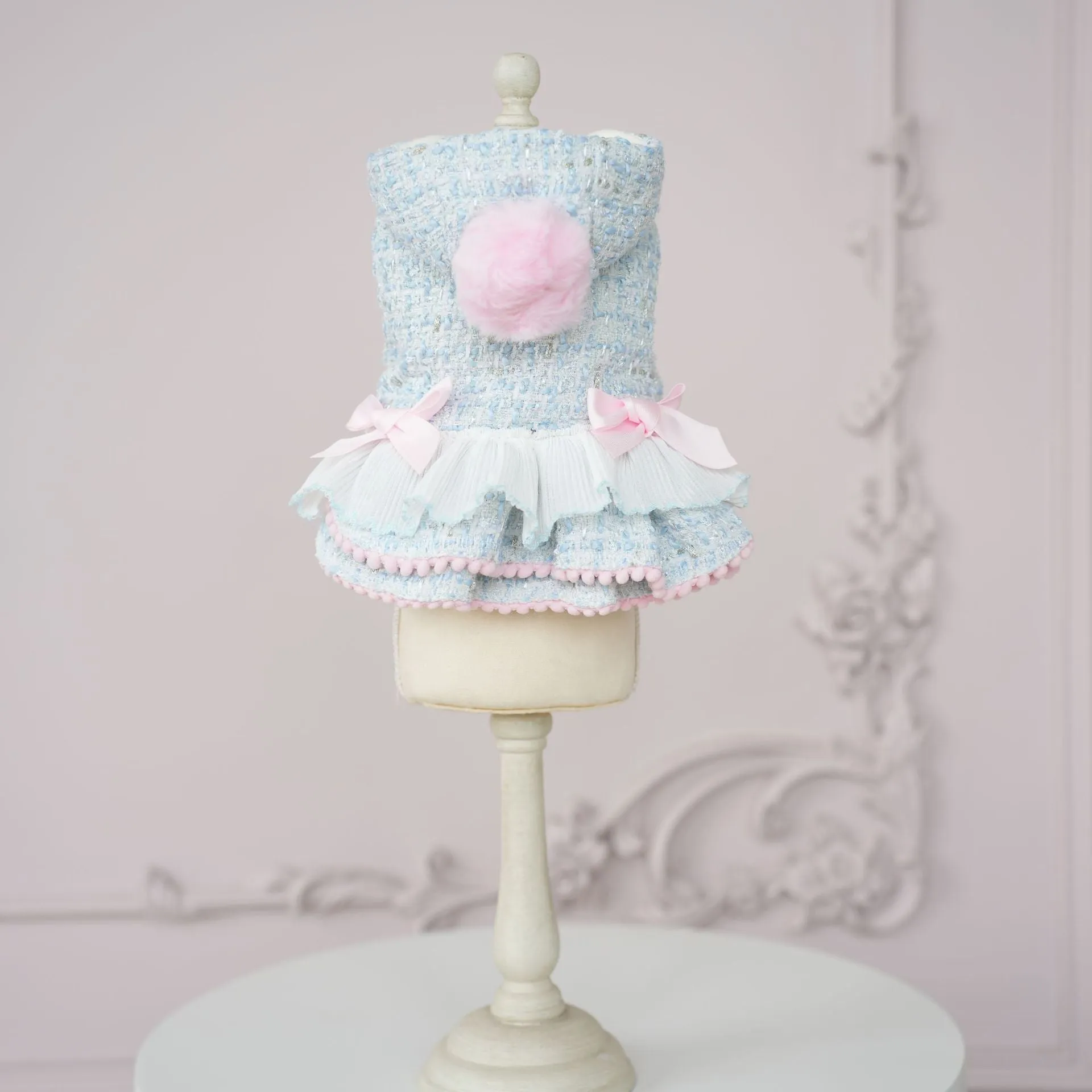 Warm Woollen Sweet Hooded Dog Dress Jacket