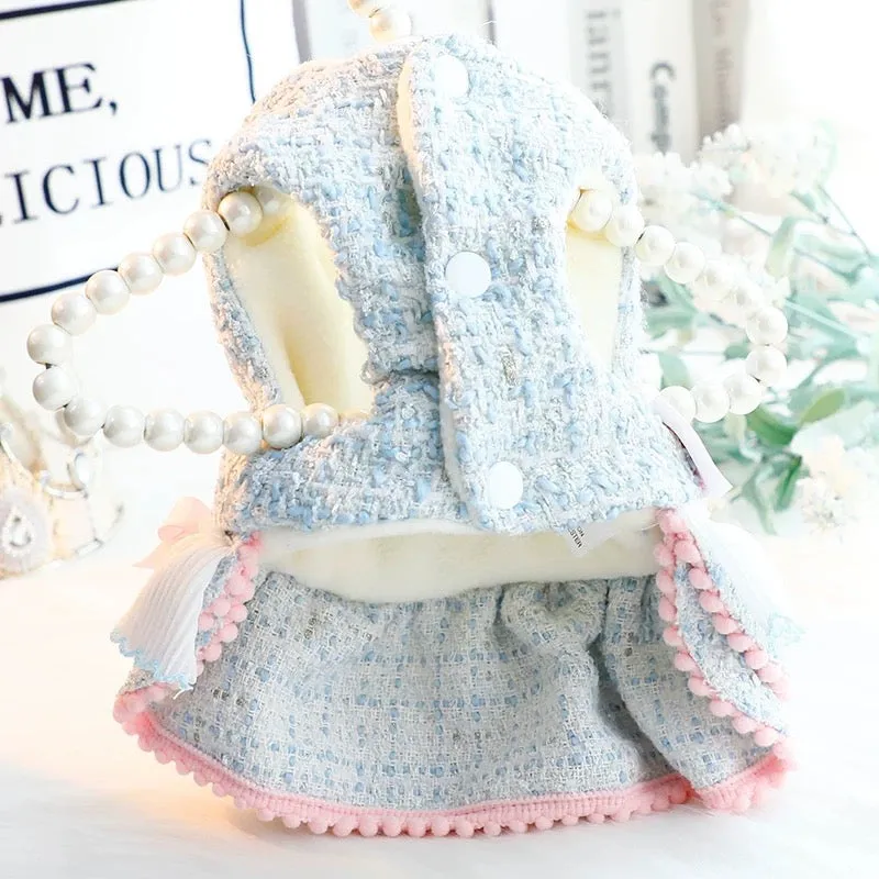 Warm Woollen Sweet Hooded Dog Dress Jacket