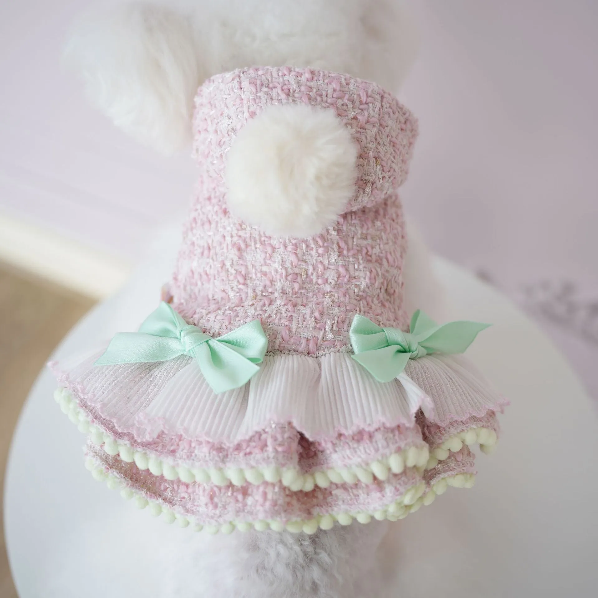 Warm Woollen Sweet Hooded Dog Dress Jacket