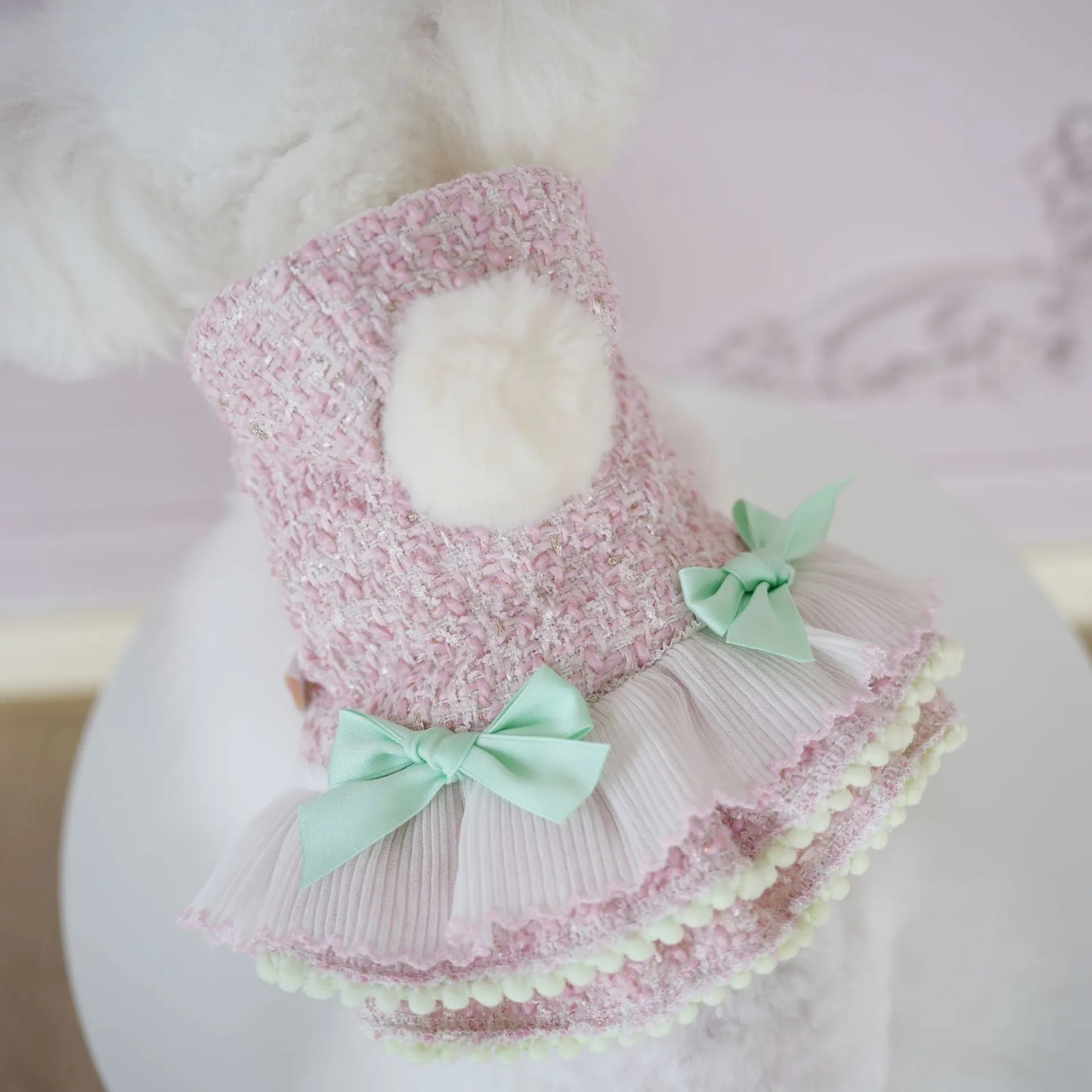 Warm Woollen Sweet Hooded Dog Dress Jacket