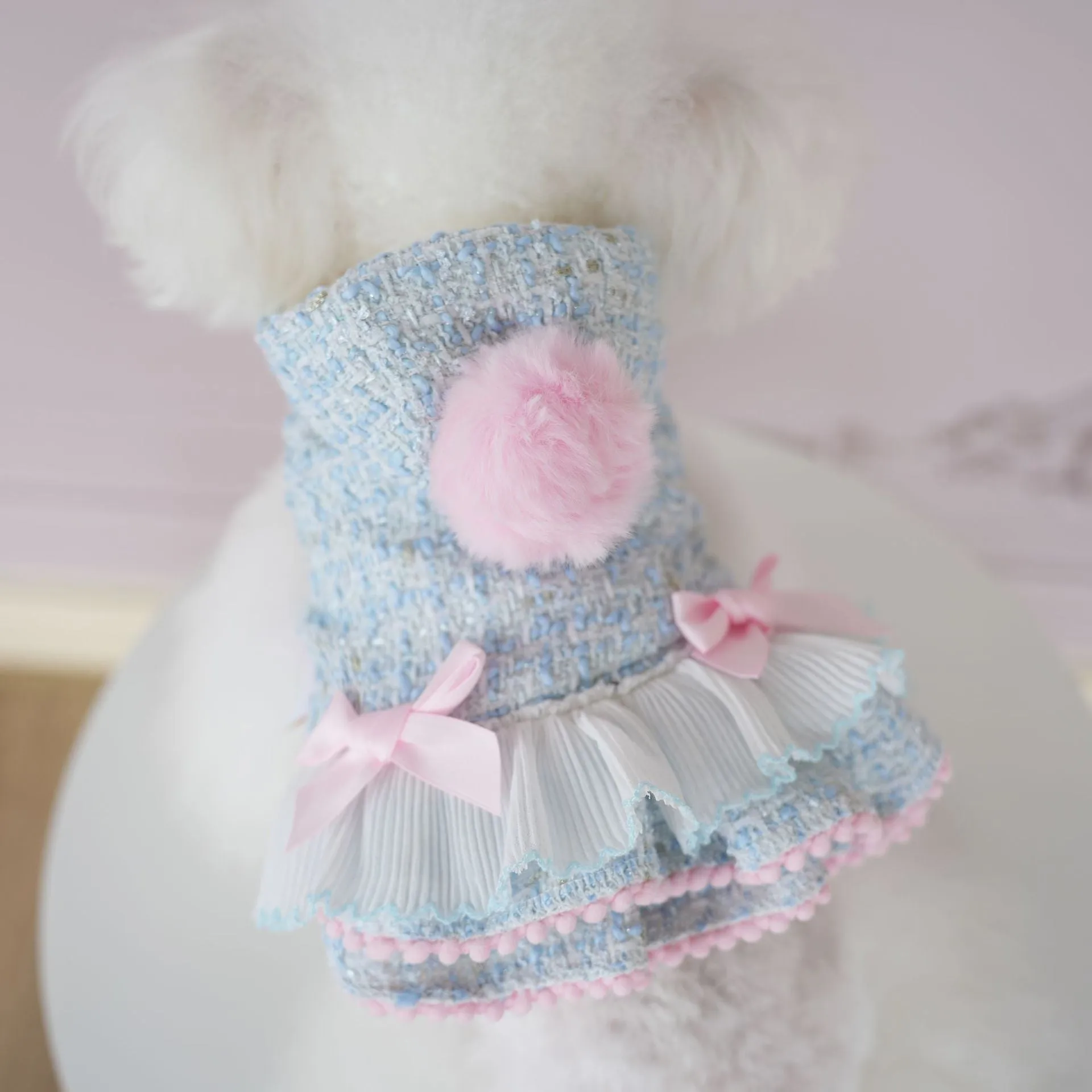 Warm Woollen Sweet Hooded Dog Dress Jacket