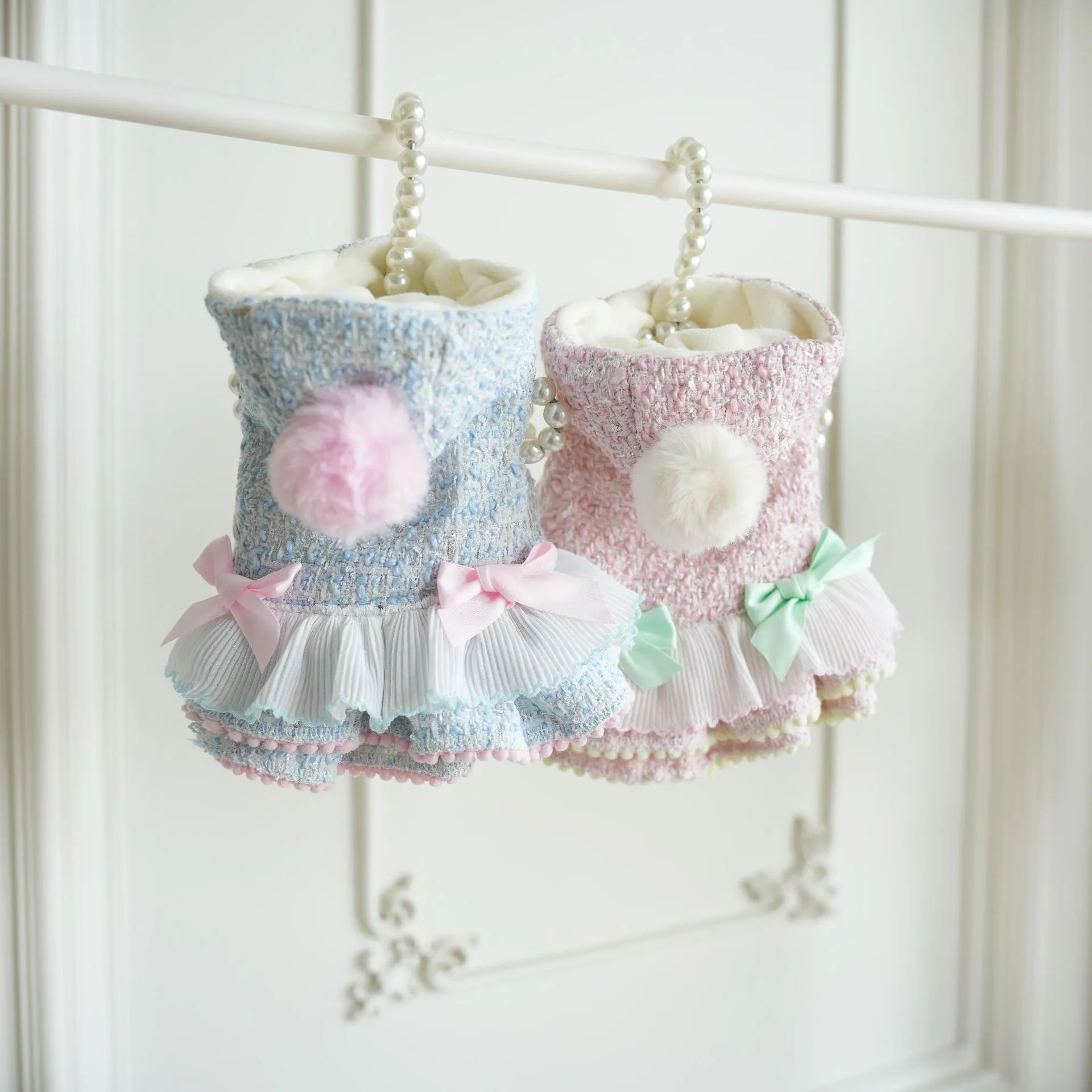 Warm Woollen Sweet Hooded Dog Dress Jacket