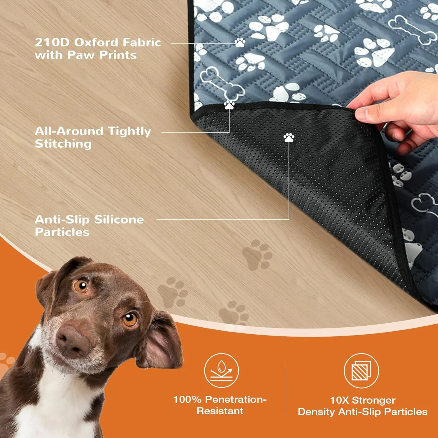 Washable Pee Pads for Dogs, 34"x52" Absorbent Reusable Whelping Pee Mat, Non-Slip & Leakproof 100% Waterproof Puppy Training Pads for Playpen, Crate, Floor, Sofa, Car, Blue