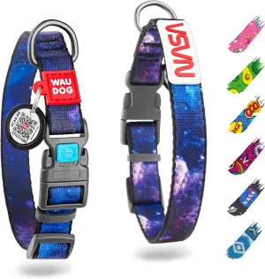 WAUDOG Nylon Dog Collar - Adjustable Dog Collar for Large Dogs, Small & Medium Dogs - Breakaway Puppy Collars for Large Breed Dogs - Boy & Girl Dog Collars with Durable Plastic Buckle and QR Dog Tag