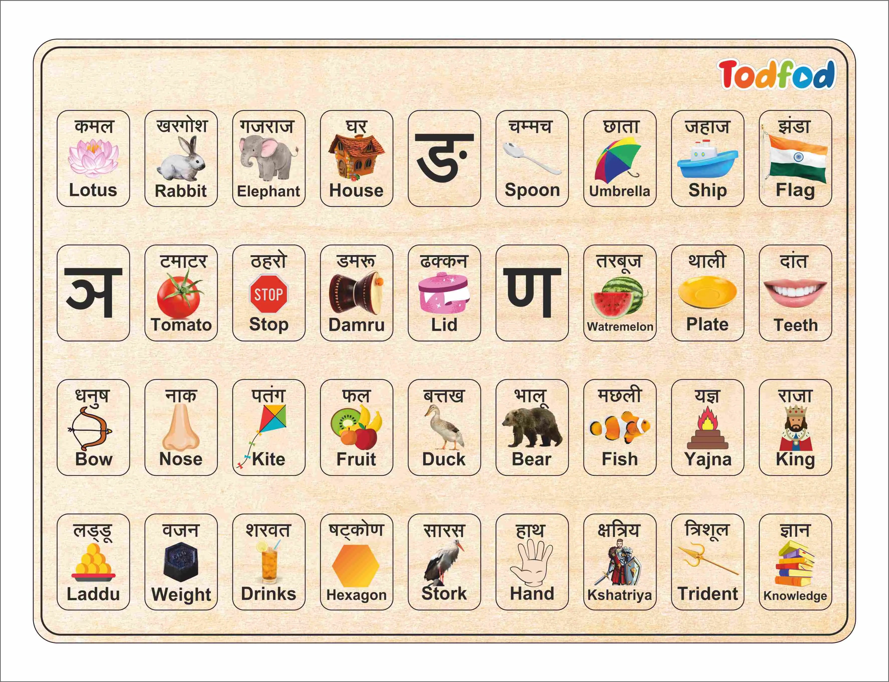 Wooden Hindi Alphabets Puzzle Toy for Kids