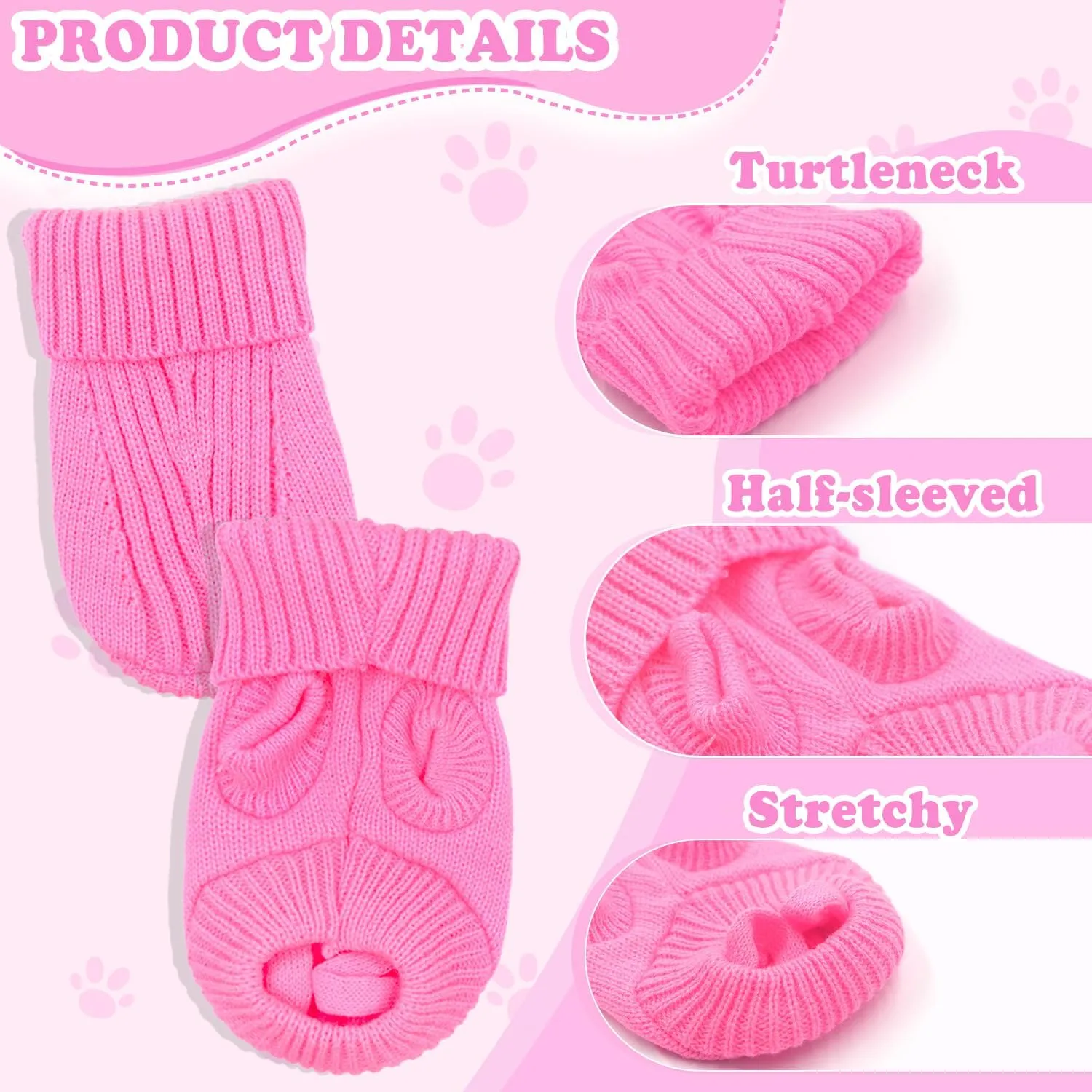 XXS Dog Sweater 2-Pack, Dog Sweater for Small Dogs Teacup Chihuahua Yorkie Puppy Clothes Cute Fall Winter Dog Clothes for Small Dog Girl Cat Sweater