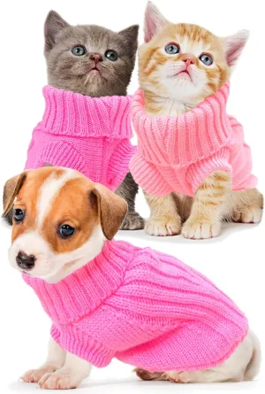XXS Dog Sweater 2-Pack, Dog Sweater for Small Dogs Teacup Chihuahua Yorkie Puppy Clothes Cute Fall Winter Dog Clothes for Small Dog Girl Cat Sweater