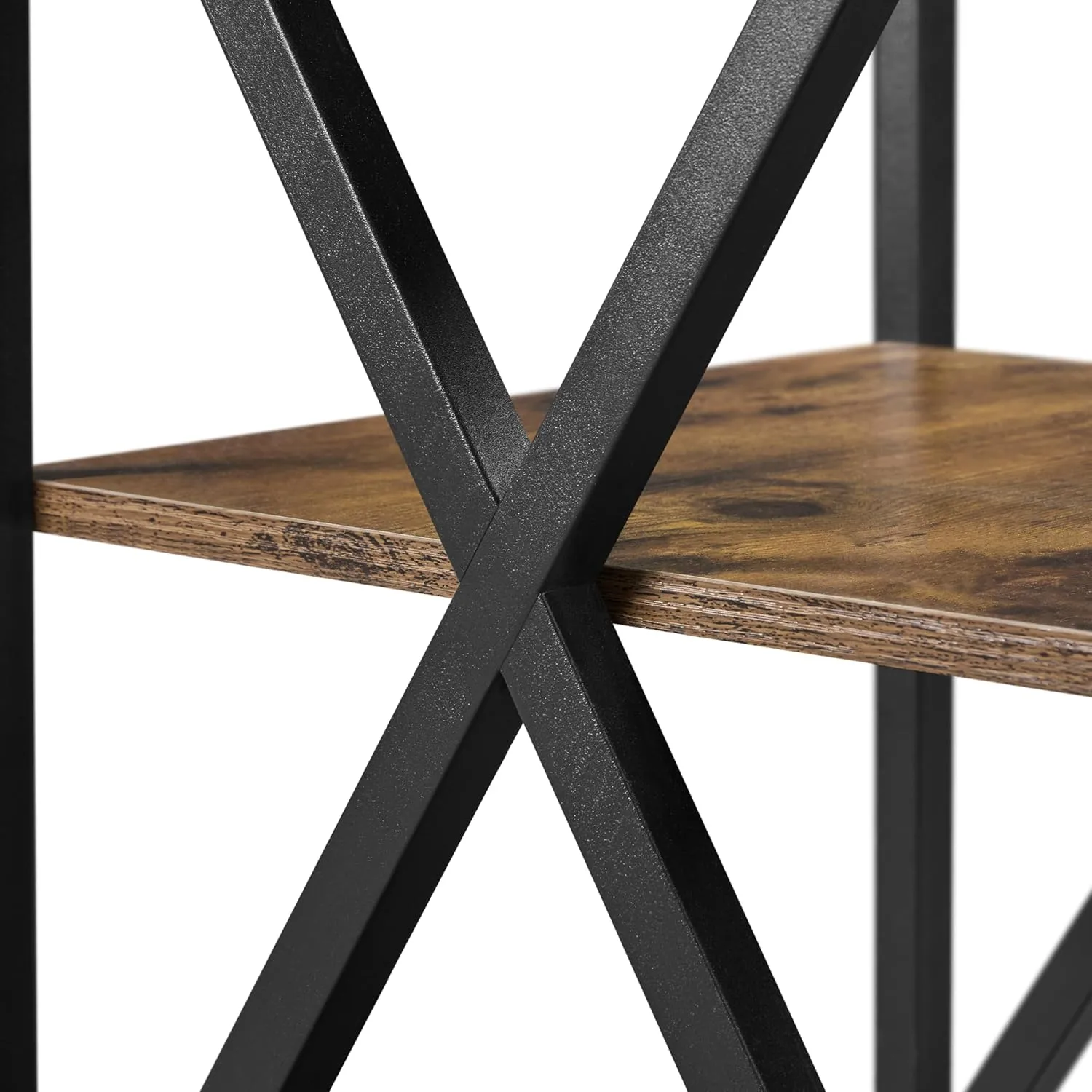 Yaheetech Industrial End Tables, 3-Tier Side Tables with Storage Shelves for Living Room, X Design Sofa Tables, Strong Metal Frame, Easy Assembly, Rustic Brown